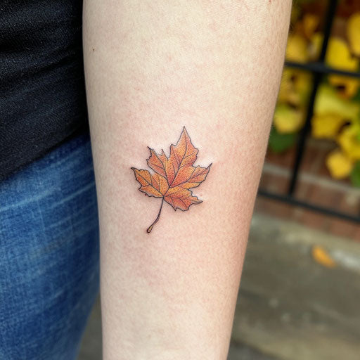 Small arm tattoos with a leaf floating in the wind