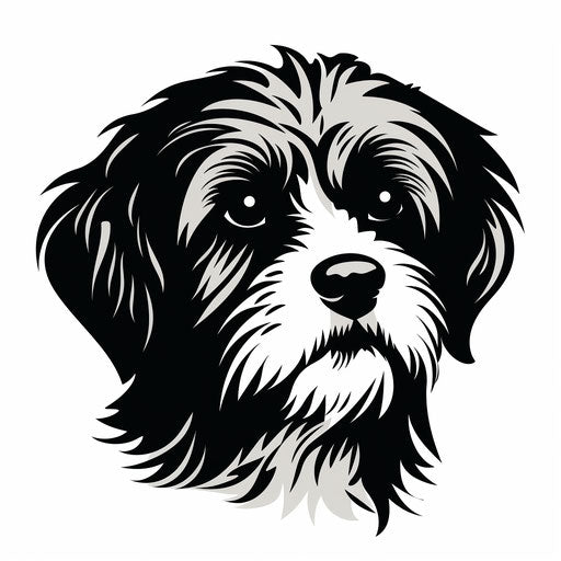 Black and white dog silhouette, George Lucas style