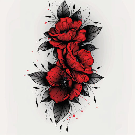 Flat tattoo sketch for the number 13 featuring vivid red accents