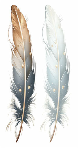 Bird feathers clip art, tattoo style, captivating