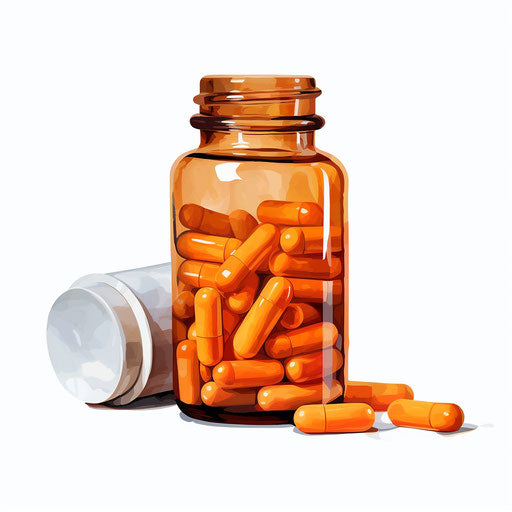 Pill bottle artwork in Oil painting style on white