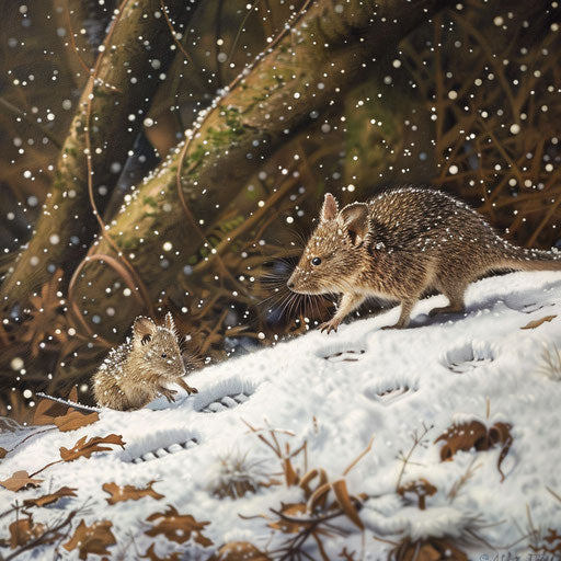 Curious bandicoot's first snow exploration