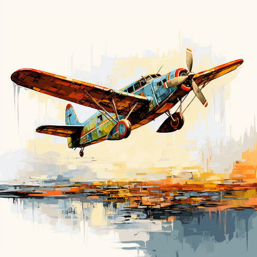 Impressionistic airplane on white background