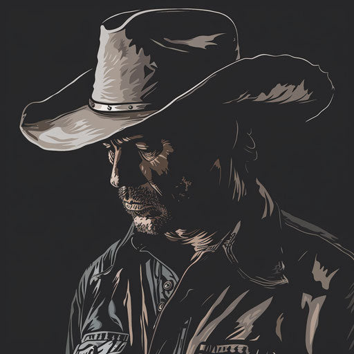 Realistic cowboy clipart on dark charcoal background