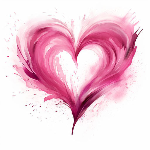 Pink heart clipart in the style of Chiaroscuro Art, on white background