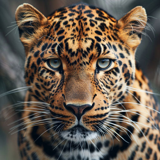 Close-up portrait of a leopard with piercing eyes, highlighting its wild beauty