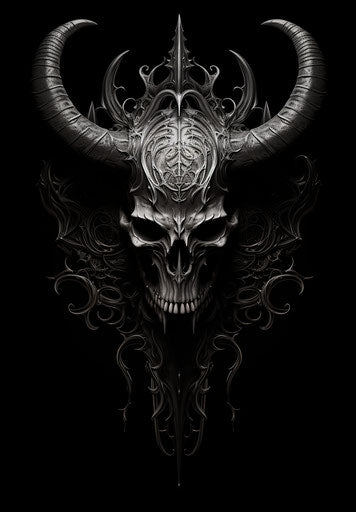 Devil skull in black and white