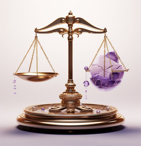 Zodiac house of Libra on a scale with golden ruler