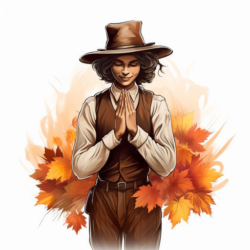 Thankful clipart in the style of Chiaroscuro Art, on a white background