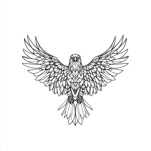 Eagle tattoo on hand in minimalist style