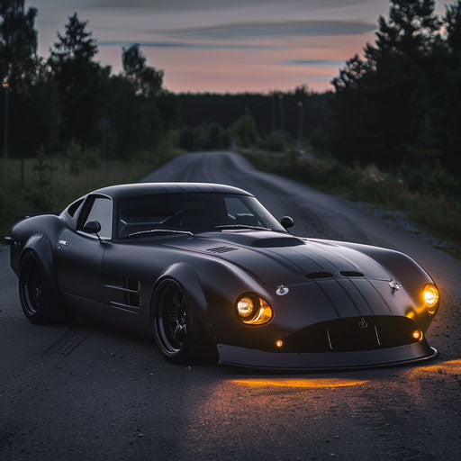 Matte black stealth Shelby Daytona with night vision headlights