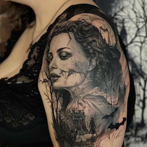 Victorian horror tattoo in David Palumbo style