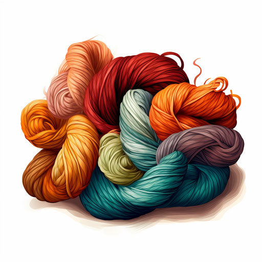 Yarn illustration in Chiaroscuro Art style on white background