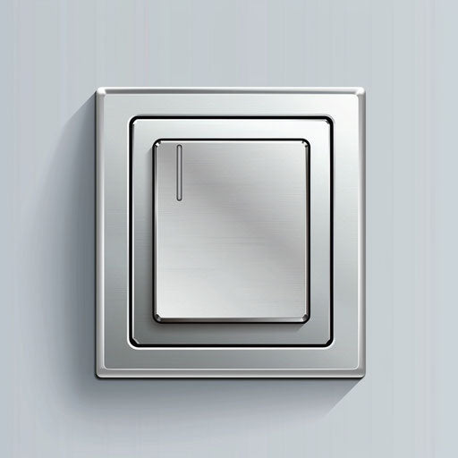 Realistic switch on flat metallic silver background