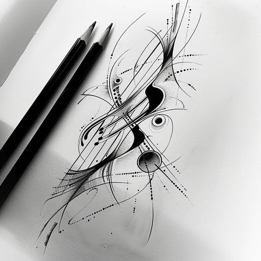 Energetic tattoo sketch: three dots as musical notes