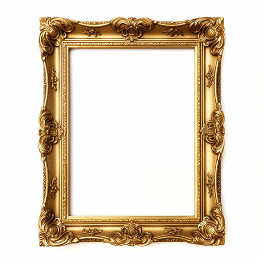Picture frame clipart in the style of Oil painting, on a white background