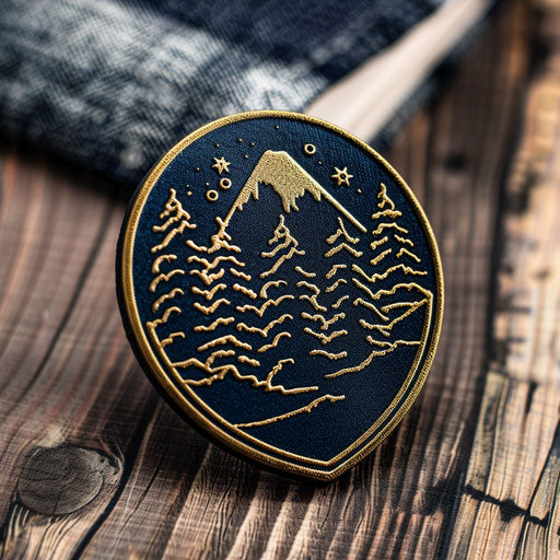 Vintage badge logo for a clothing brand with a retro background, nostalgic feel