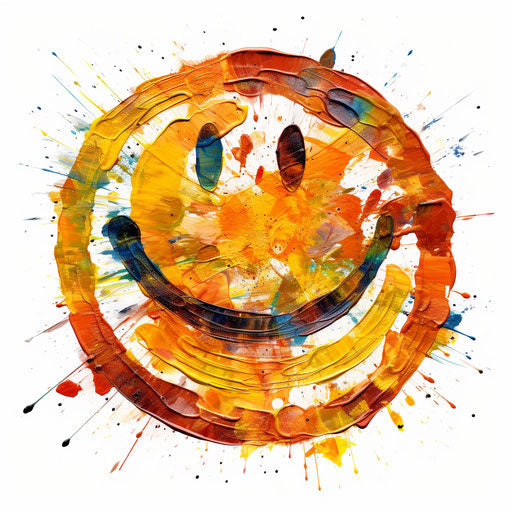Impressionistic Art style smiley clipart on white background