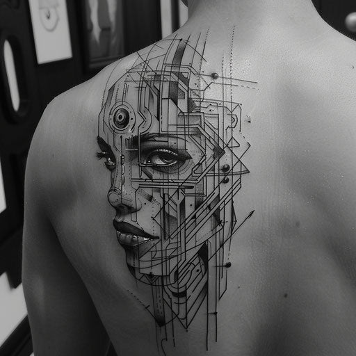 Strength tattoo with futuristic designs