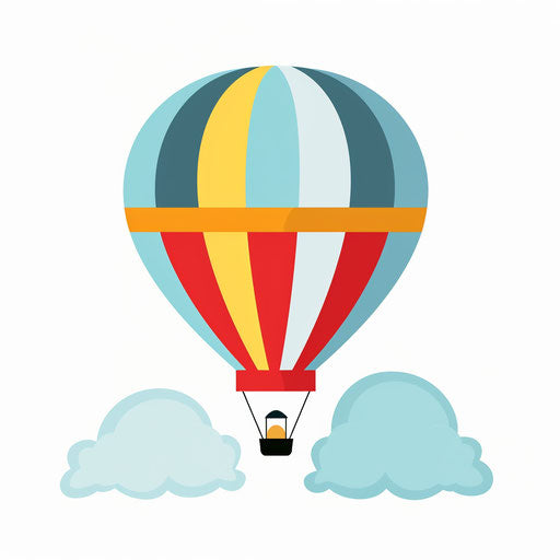 Air balloon illustration in a Minimalist style, on white background