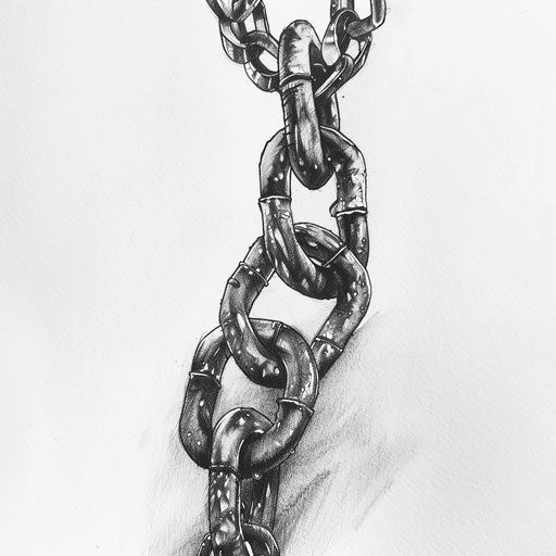 Black and grey chain tattoo design with realistic shading