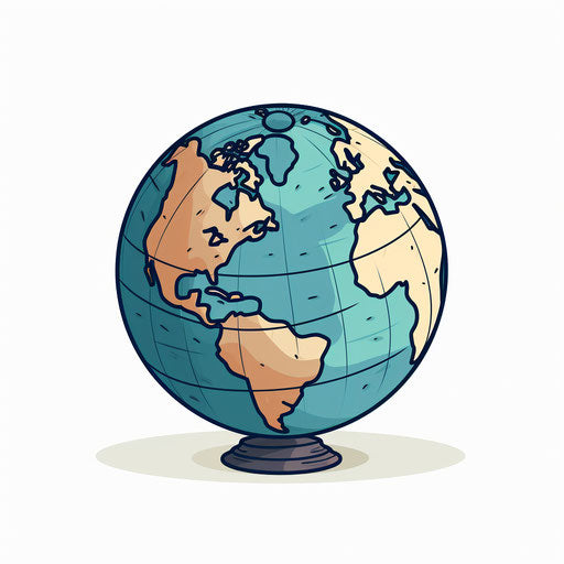 Minimalist globe clipart, on white background