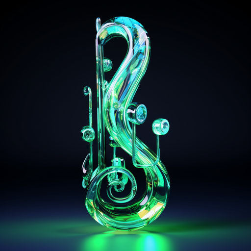 Music note in green and blue glass