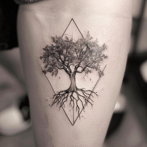 Geometric tree design with symmetric roots and branches