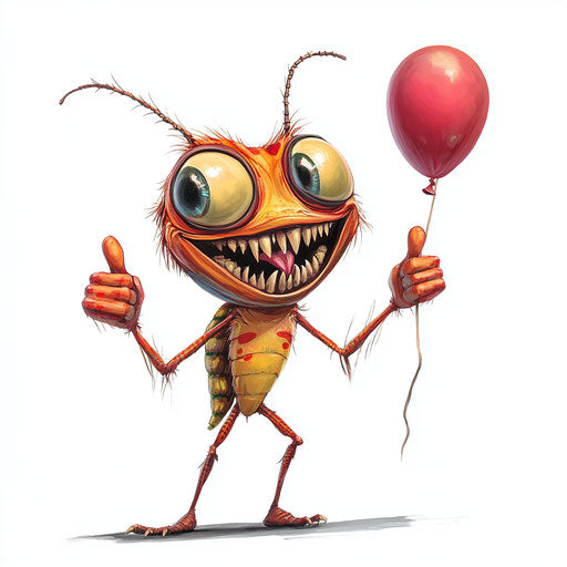 Humorous caricature of a firefly with human characteristics