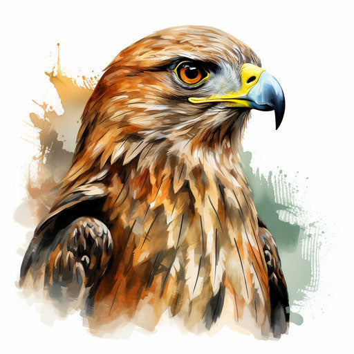 Hawk clipart in the style of Oil painting, on a white background