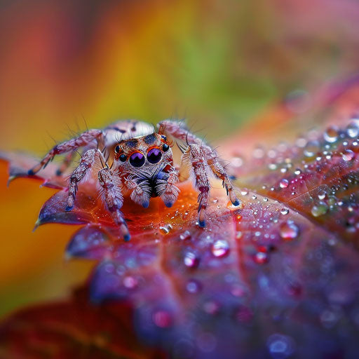 Cute spider on a colorful autumn leaf