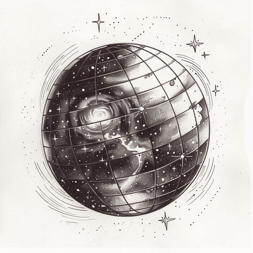 Sketch of cosmic disco ball tattoo