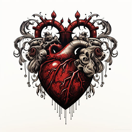 Heart outline in the style of Chiaroscuro Art, on white background