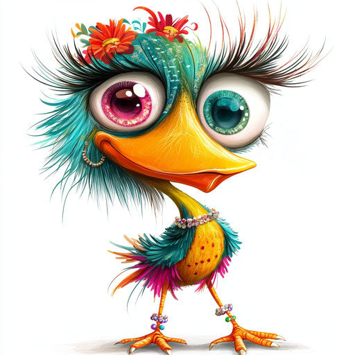 Humorous caricature of a necklace caricature clipart with human characteristics, exaggerated long eyelashes, small feet, miniature, vibrant colors, cartoon style, waving, high resolution, no background, isolated