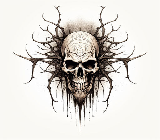Skull spider tattoo design, simple style, cypherpunk