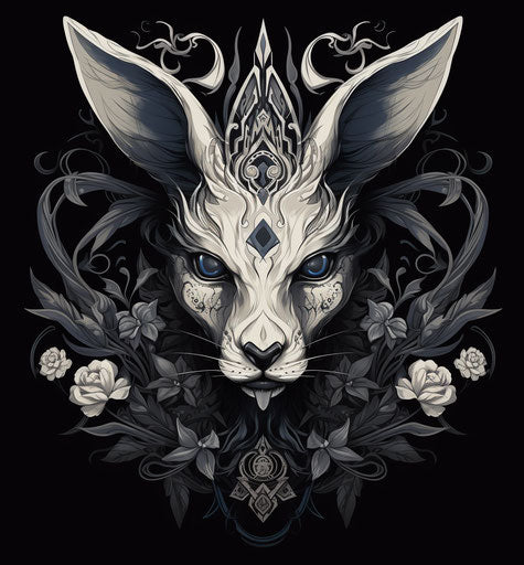 Celtic animal head, bunnycore style, simplistic vector art