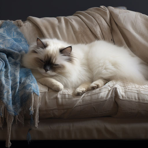 Birman cat sleeping on the couch