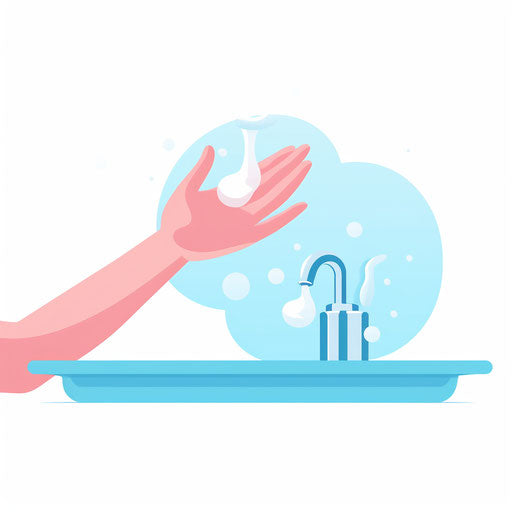 Minimalist style hand washing illustration on white background