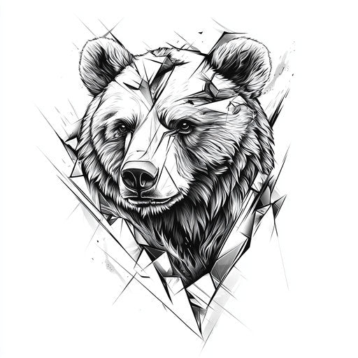 Minimalist clipart style geometric bear neck tattoo