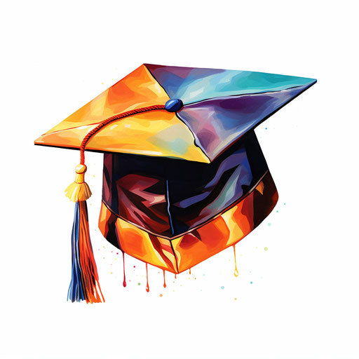 Graduation cap artwork in Oil painting style on white