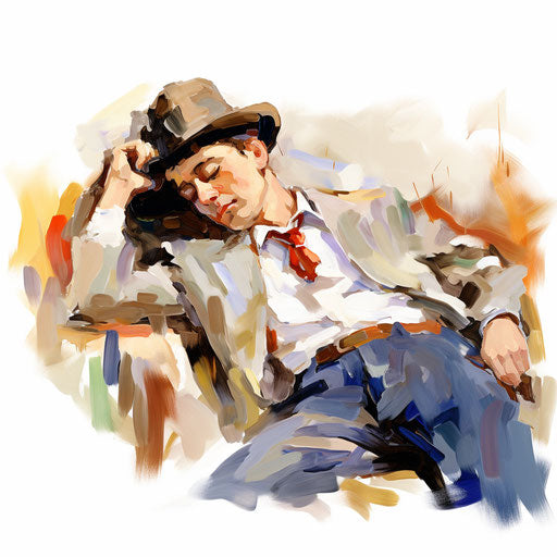 Bored clipart in the style of Impressionistic Art, on white background