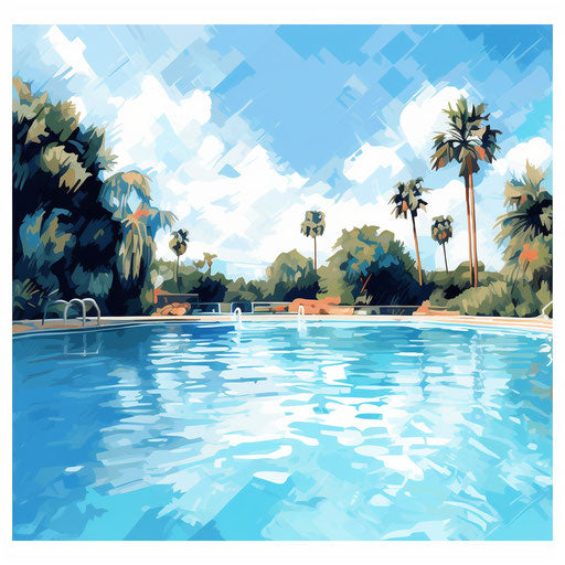 Pool clipart in the style of oil painting