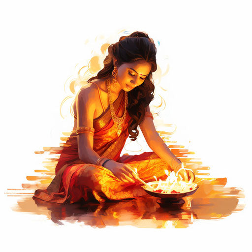 Diwali clipart in the style of Oil painting