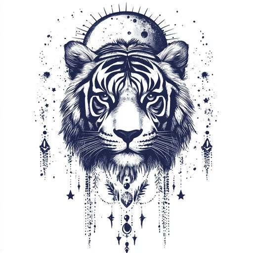 Tiger tattoo on hand with a mystical aura