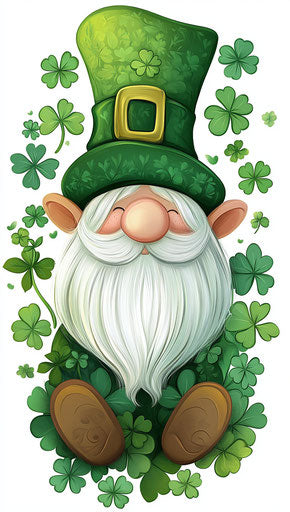 St. Patrick's Day hat with gnome and shamrocks