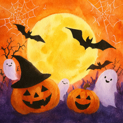 Magical Halloween with Ghosts and Bats