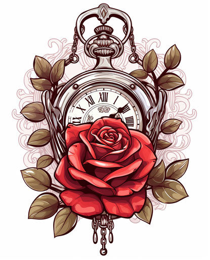 Rose and pocket watch vector