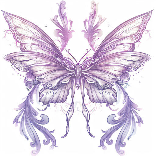 Whimsical clipart tattoo sketch of a bow with fairy wings