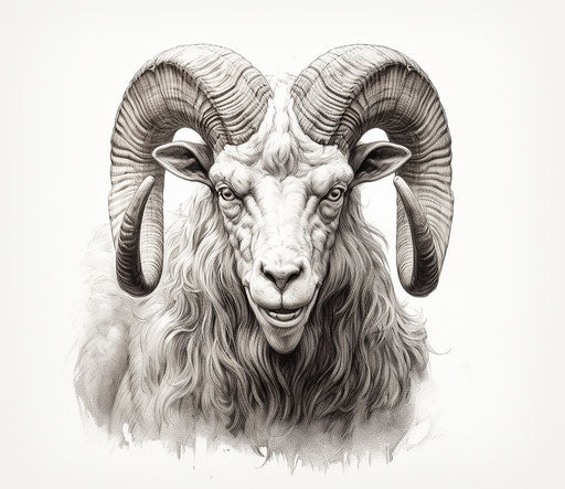 A ram in blackandwhite pencil drawing