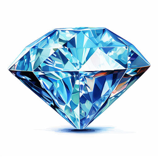 Diamond in Oil painting style, on white background